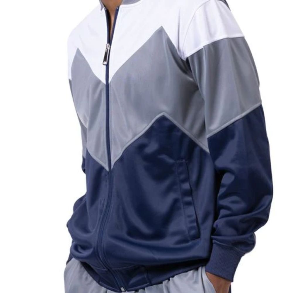 MEN'S MONTIQUE GREY/NAVY 2 PIECE SPORT TRACK SUIT CHEVRON DESIGN. JS-29